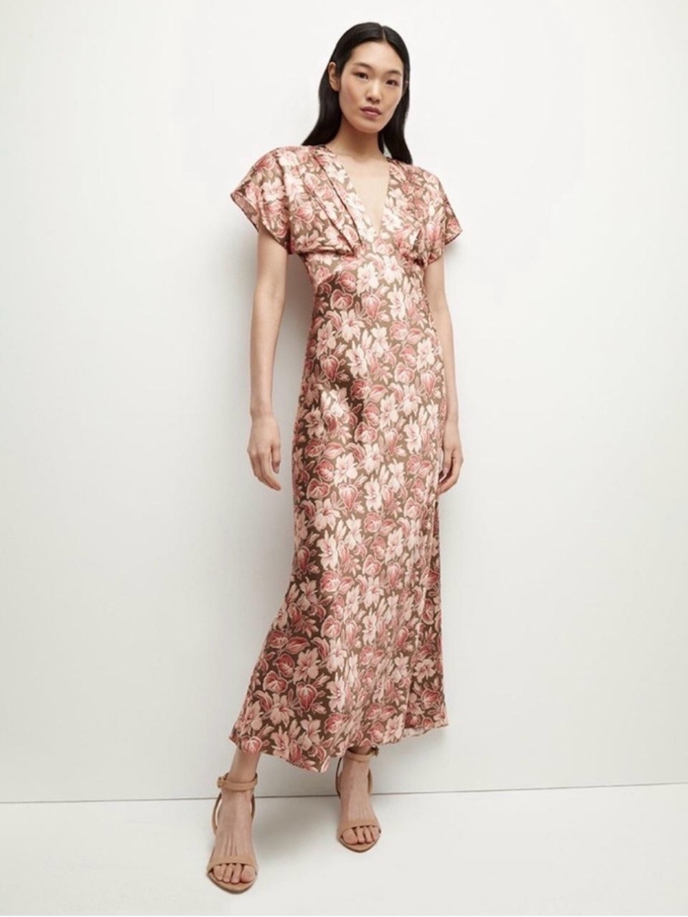 Veronica Beard Seymour Floral Short-Sleeve Midi Dress